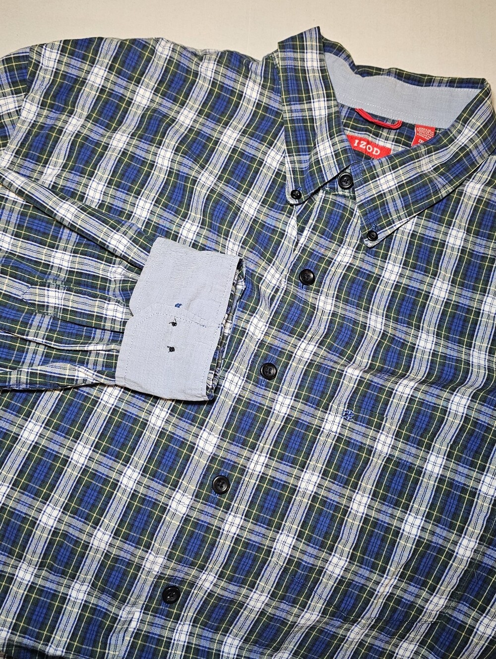 IZOD Men’s 2XLT Plaid Button Down Long Sleeve Cotton Woven Tall
